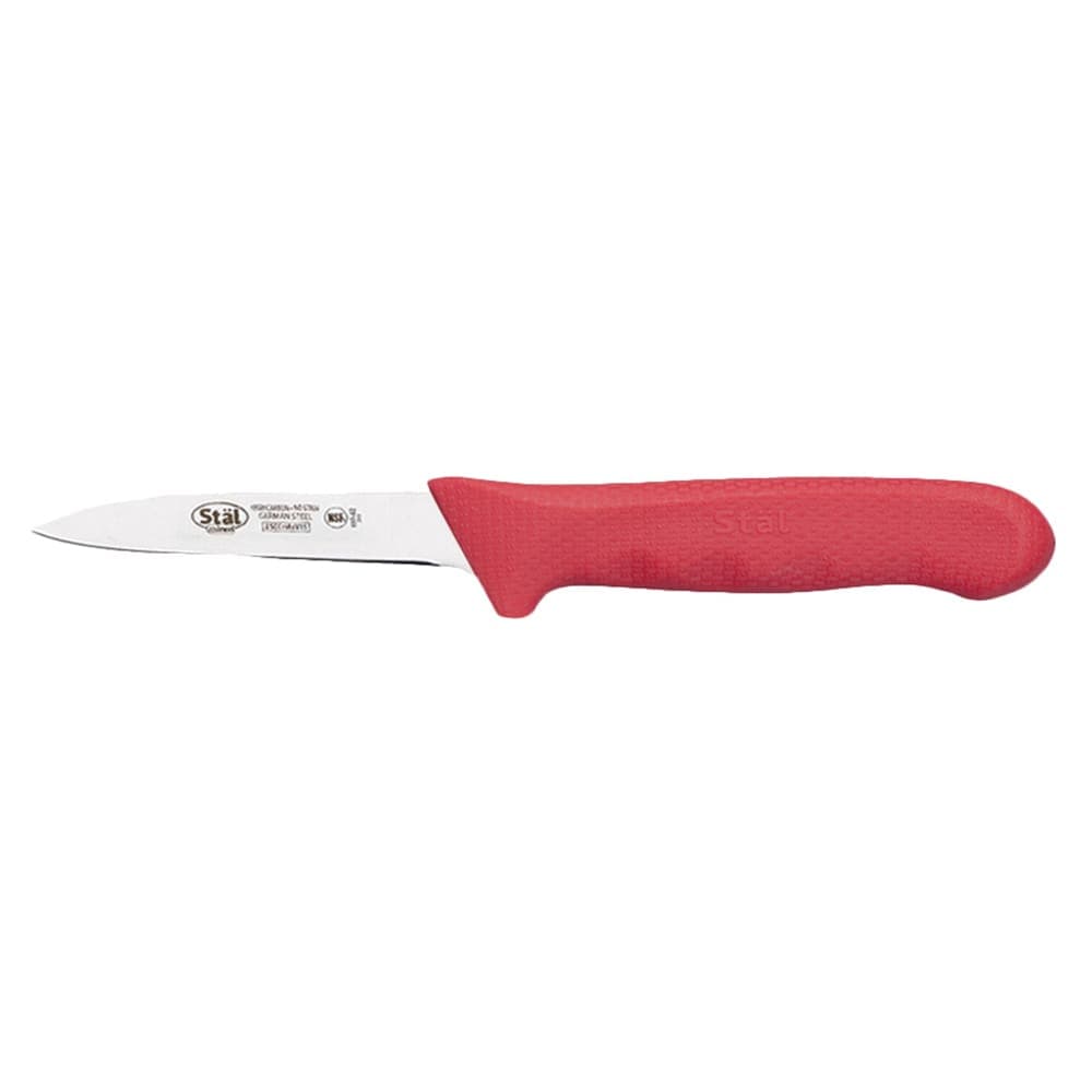 Winco KWP-30R 3 1/4" Paring Knife w/ Red Polypropylene Handle, High Carbon Stainless Steel