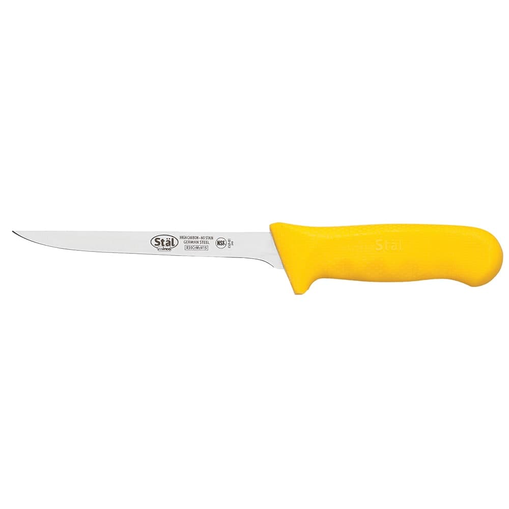 Winco KWP-61Y 6" Narrow Boning Knife w/ Stiff High Carbon Steel Blade & Yellow Poly Handle