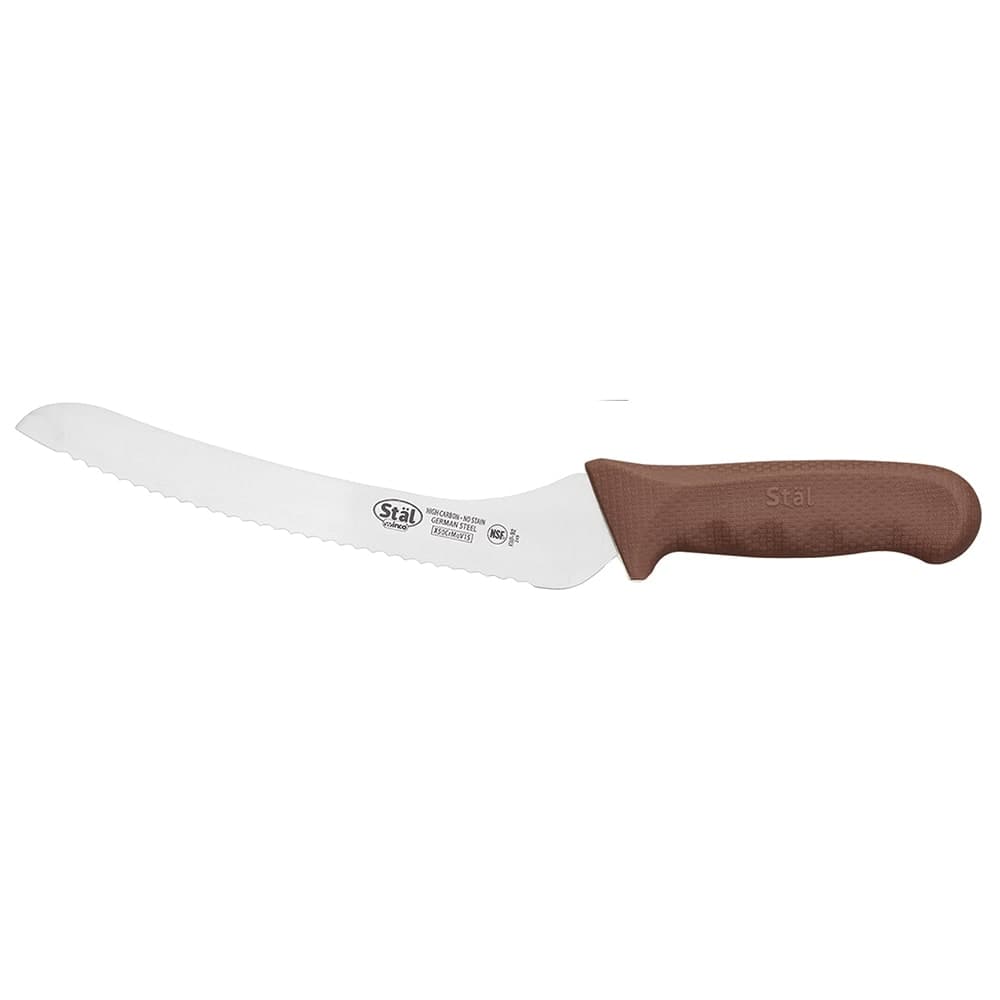 Winco KWP-92N 9" Bread Knife w/ High Carbon Steel Blade & Brown Poly Handle