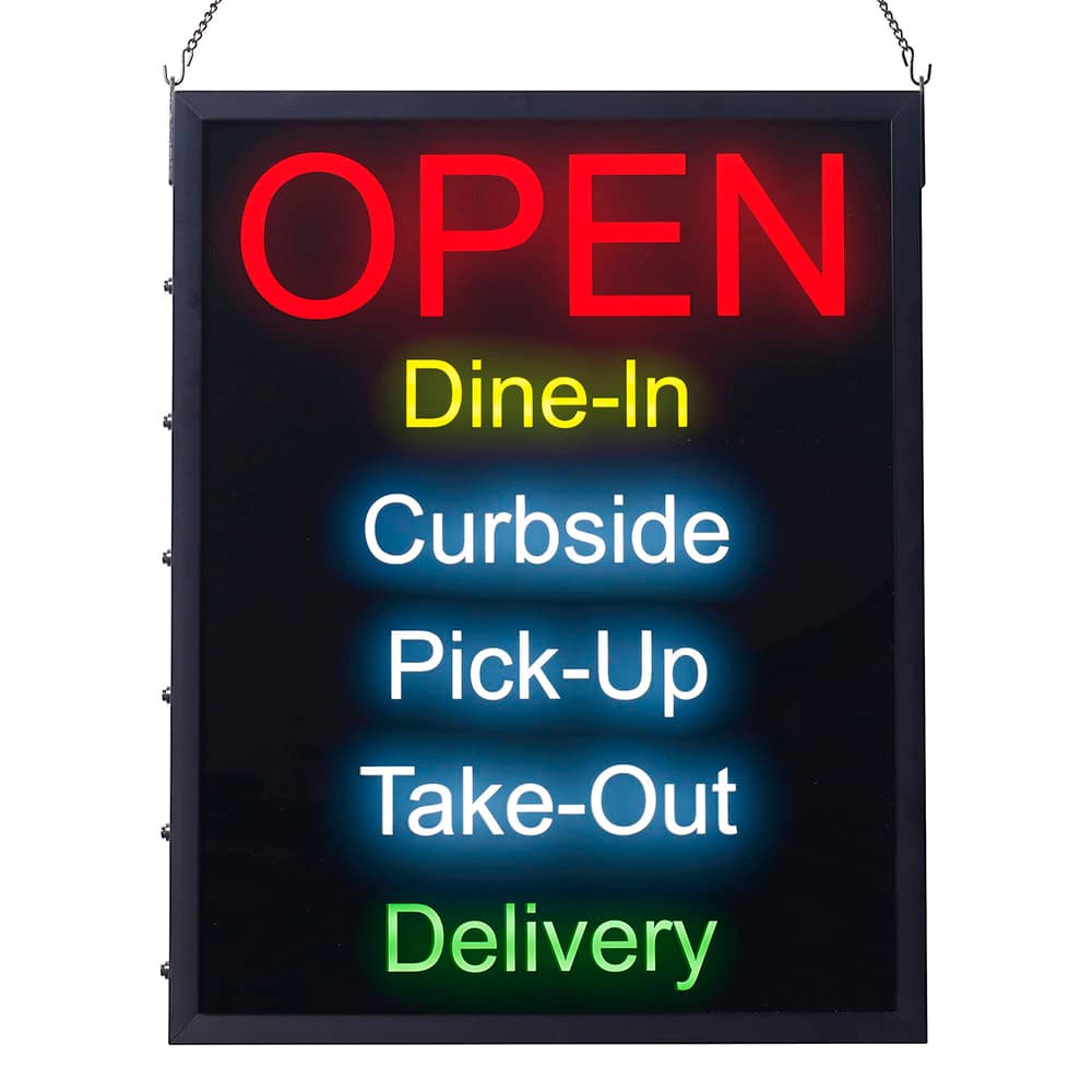 Winco LED-20 Hanging LED "Open" Sign - 19 5/8"W x 27 1/2"H, 100-240v/1ph