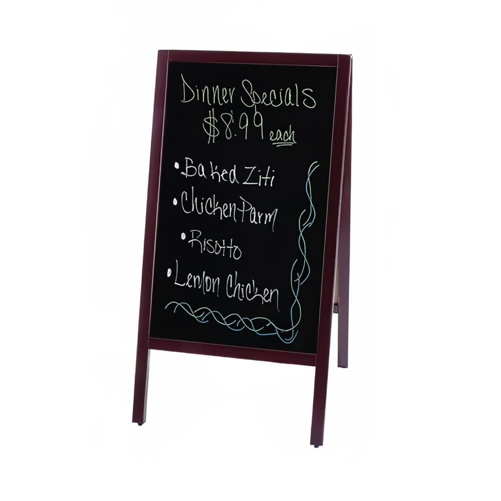 Winco MBAF-3 Sidewalk Marker Board Set w/ (4) Markers & (1) Eraser, Mahogany Finish