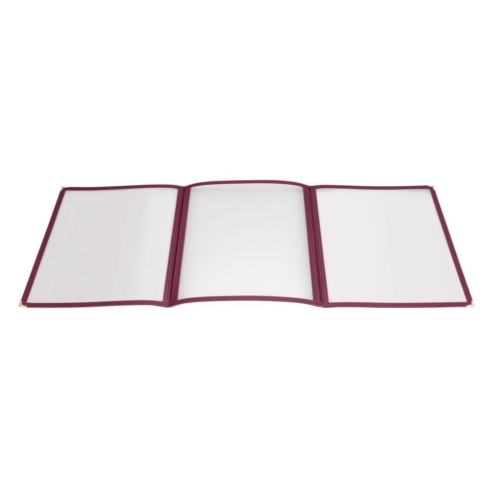 Winco PMCT-9U Triple Fold Menu Cover - 9 1/2" x 12 1/8", Burgundy