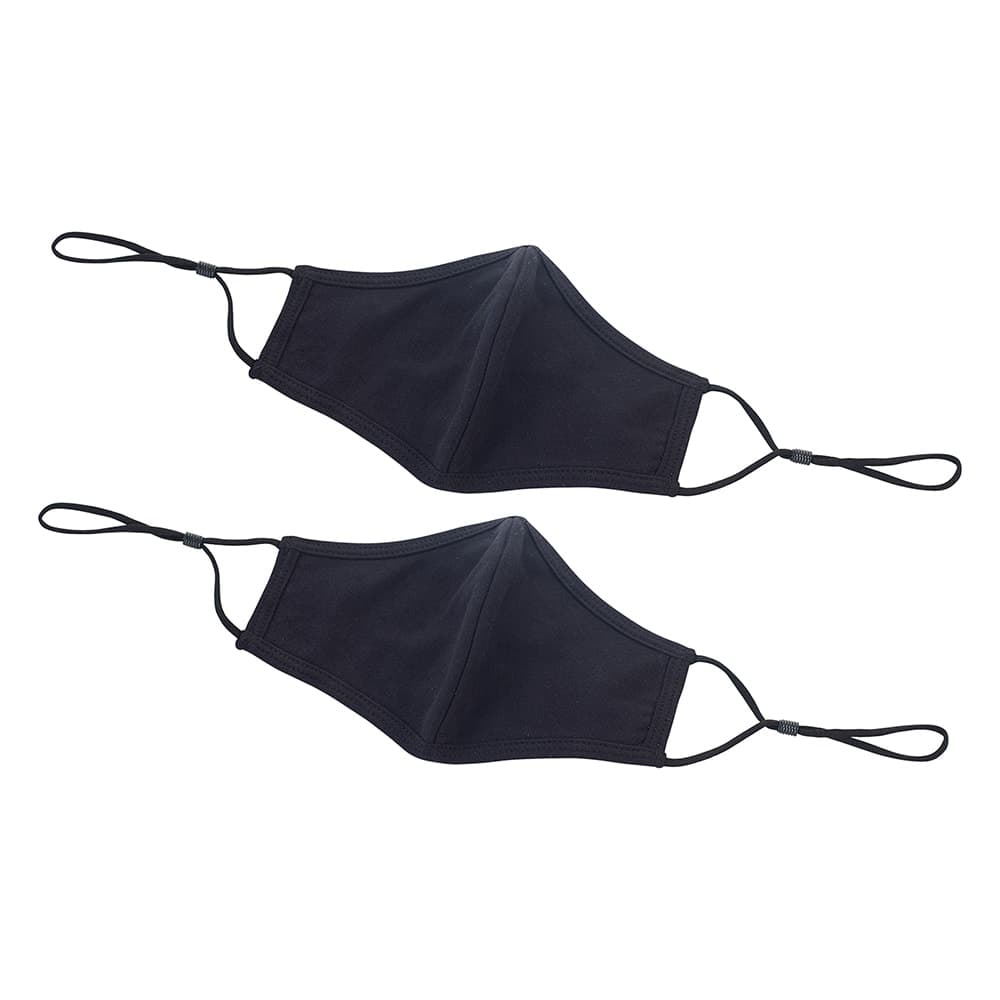 Winco MSK-2KLXL L/XL Reusable Face Masks w/ Adjustable Clip - 7 1/4" x 5 1/2", Cotton, Black