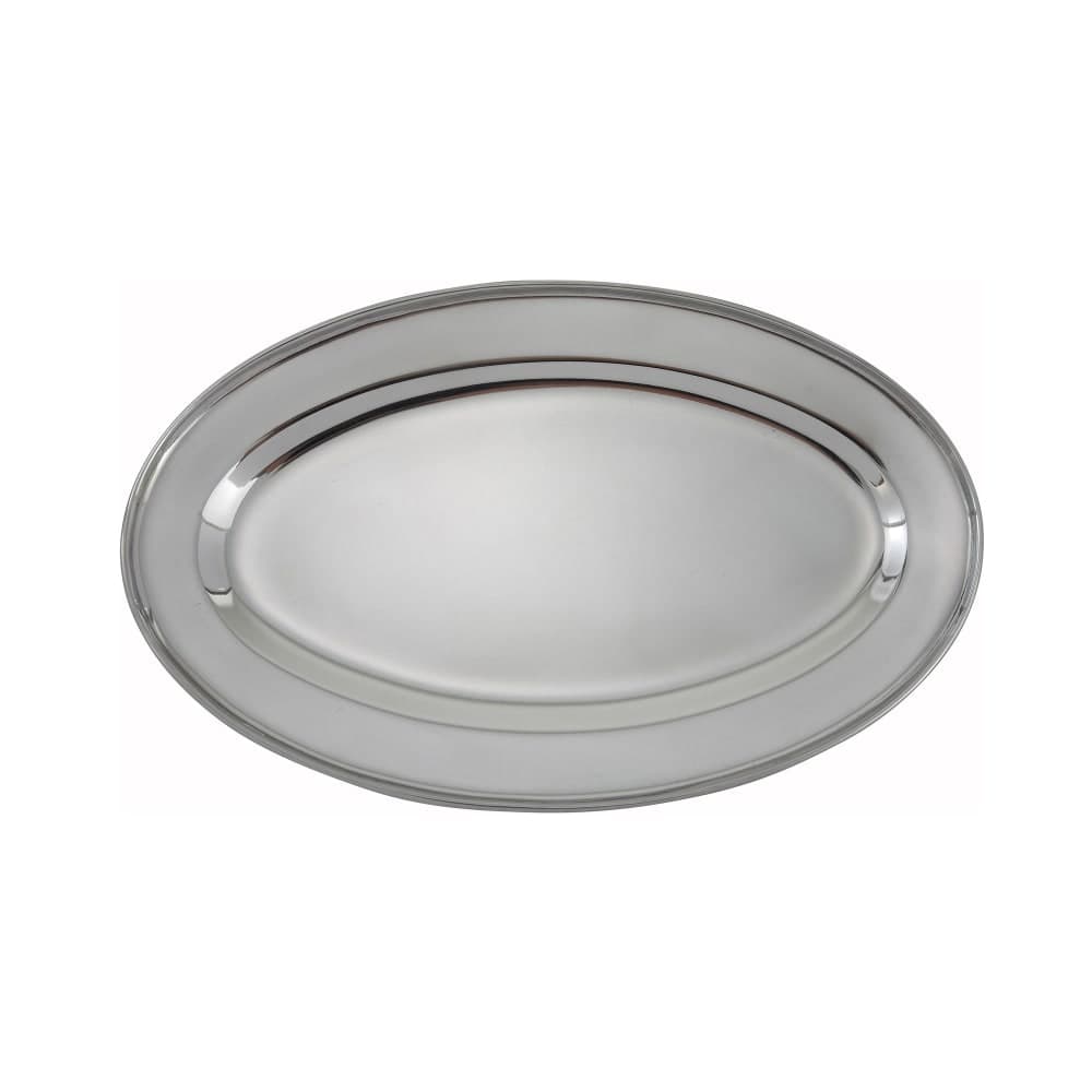 Winco OPL-14 Oval Platter, 14" x 8 3/4", Stainless Steel