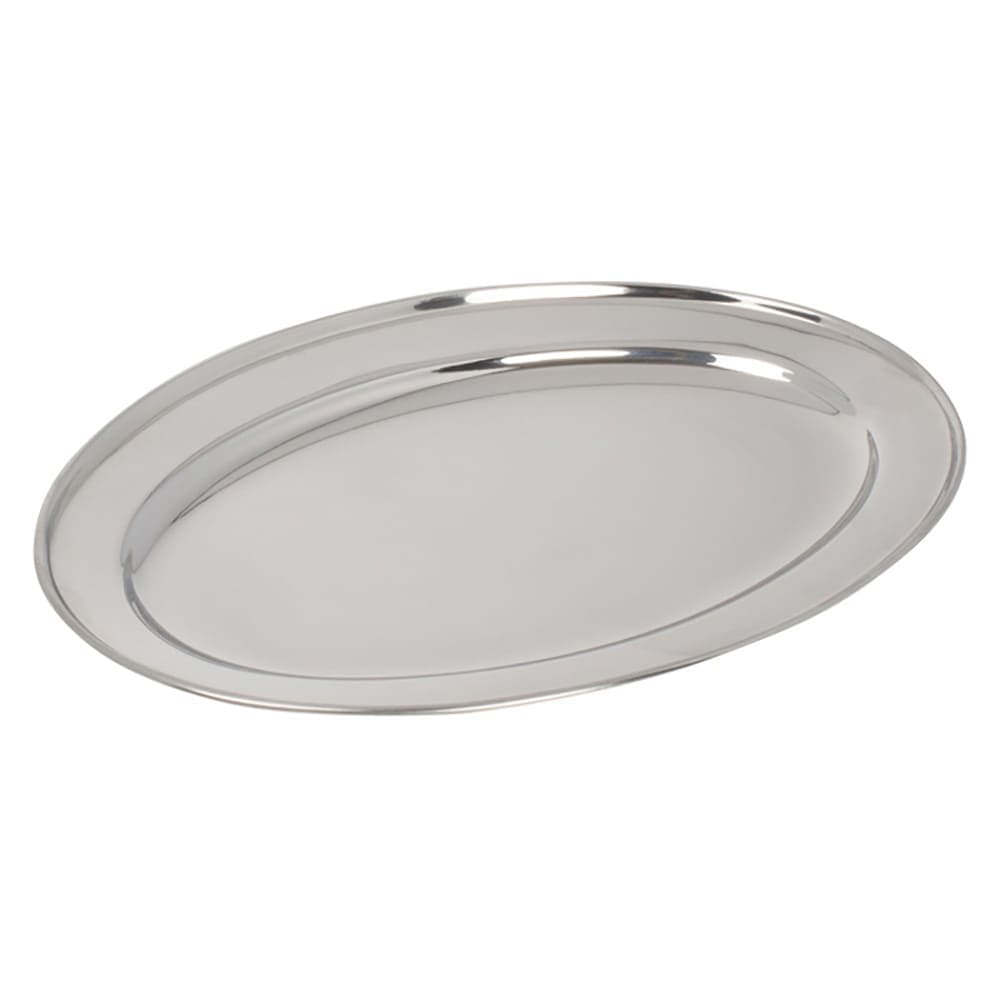 Winco OPL-18 Oval Platter, 18 x 11 1/2", Heavy Stainless Steel