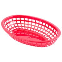 Winco PFB-10R Oval Fast Food Basket - 9 1/2" x 5" x 2", Poly Plastic, Red thumbnail 2