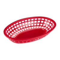 Winco PFB-10R Oval Fast Food Basket - 9 1/2" x 5" x 2", Poly Plastic, Red thumbnail 3