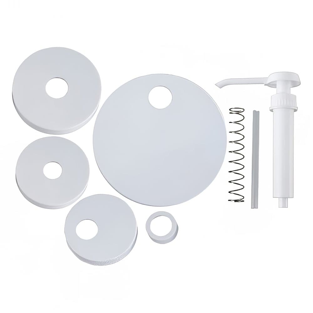 Winco PKT-6 Condiment Pump Kit w/ (1) Pump & (5) Lids - Plastic, White
