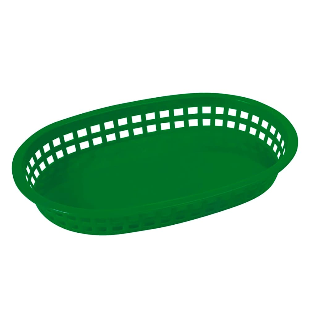 Winco PLB-G Oval Fast Food Basket - 10 3/4" x 7 1/4", Plastic, Green