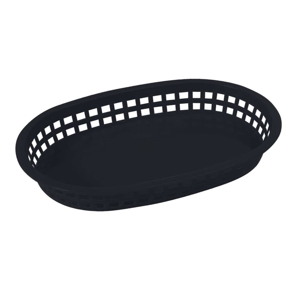 Winco PLB-K Oval Fast Food Basket - 10 3/4" x 7 1/4", Plastic, Black
