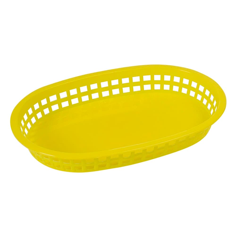 Winco PLB-Y Oval Fast Food Basket - 10 3/4" x 7 1/4", Plastic, Yellow