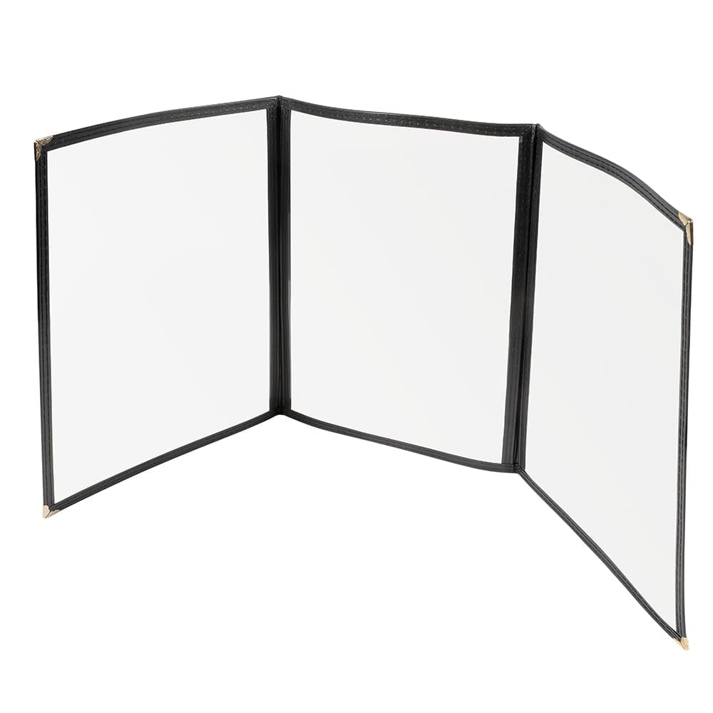 Winco PMCT-9K Tri Fold Menu Cover, 9 1/2 x 12", Black