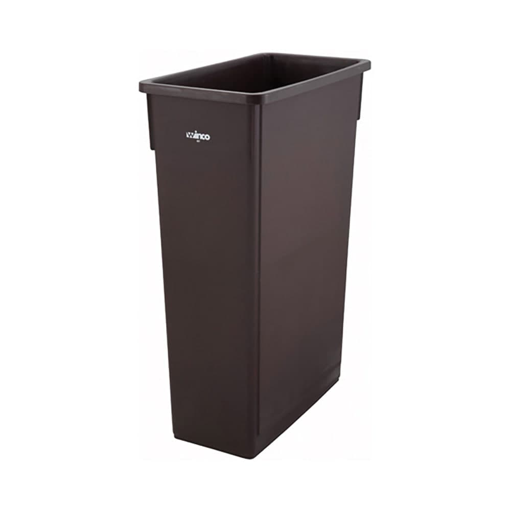 Winco PTC-23B 23 gal Rectangle Slim Trash Can, 20 1/8"L x 10 7/8"W x 29 7/8"H, Brown