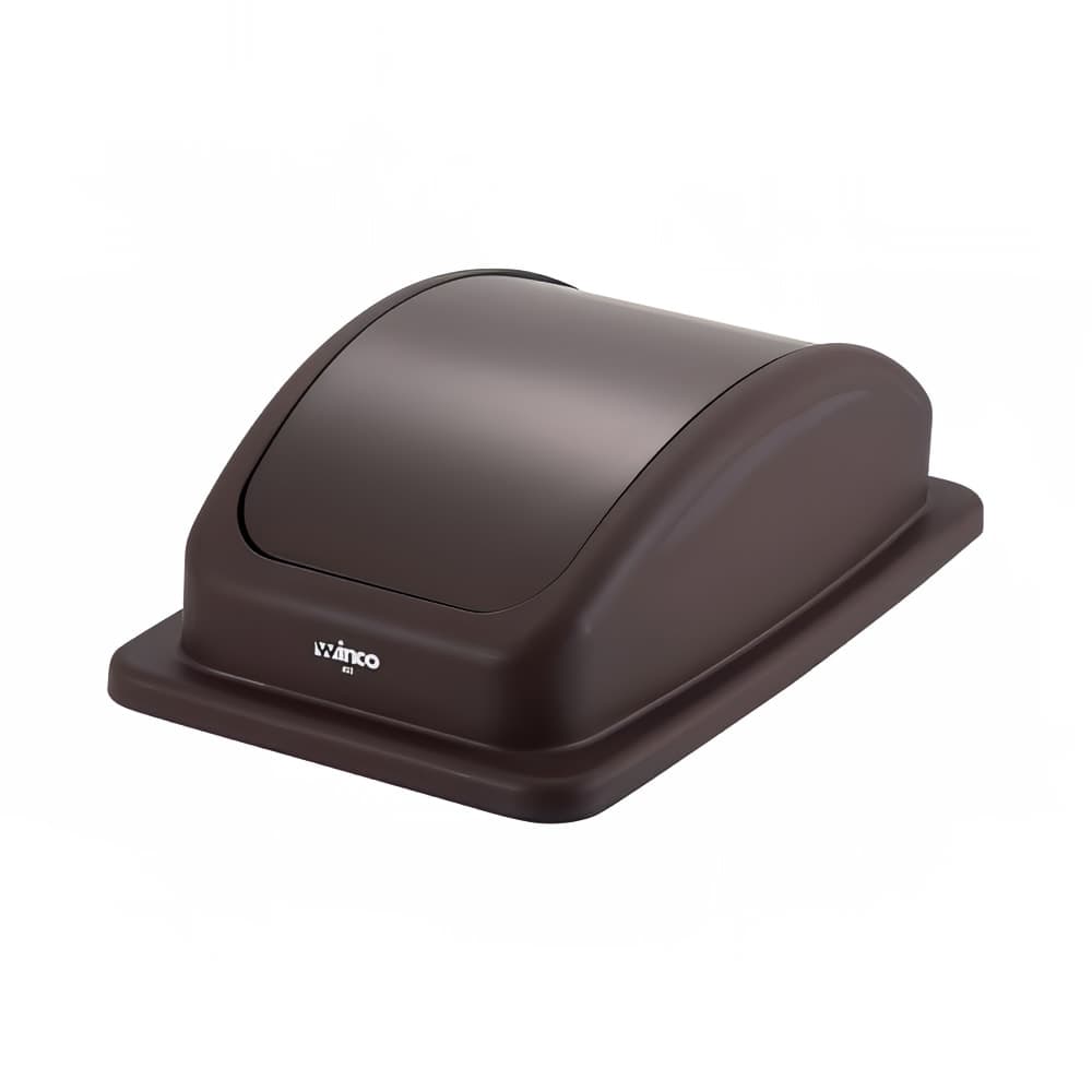 Winco PTCL-23B Rectangle Dome Trash Can Lid - Plastic, Brown