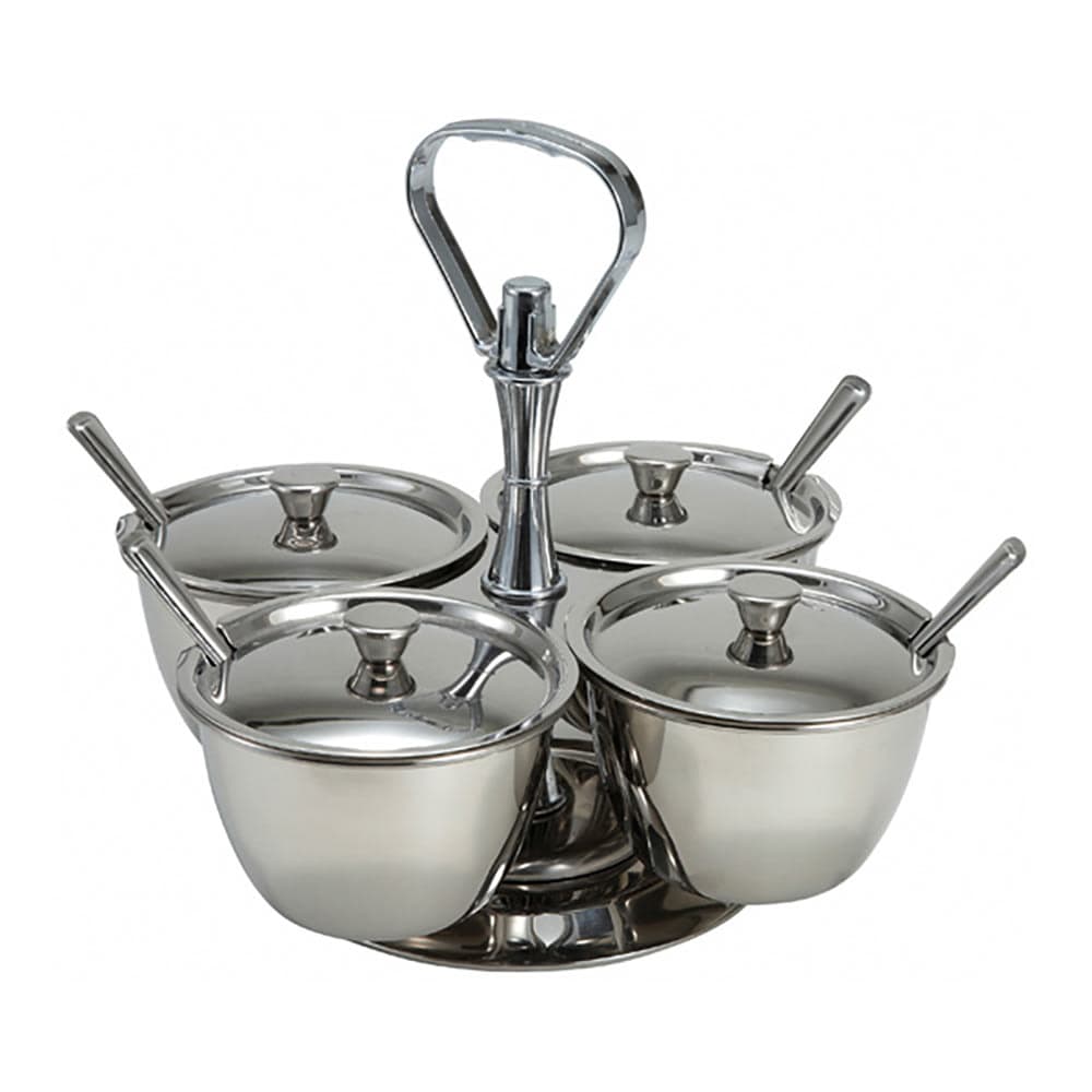 Winco RS-4 Round 32 oz Condiment Server - Silver
