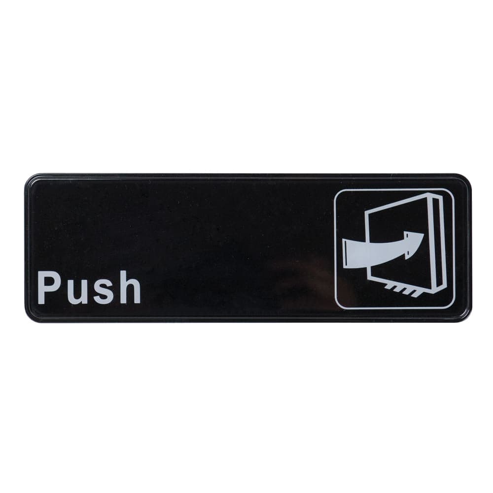 Winco SGN-301 Push Sign w/ Symbol - 3" x 9", Black