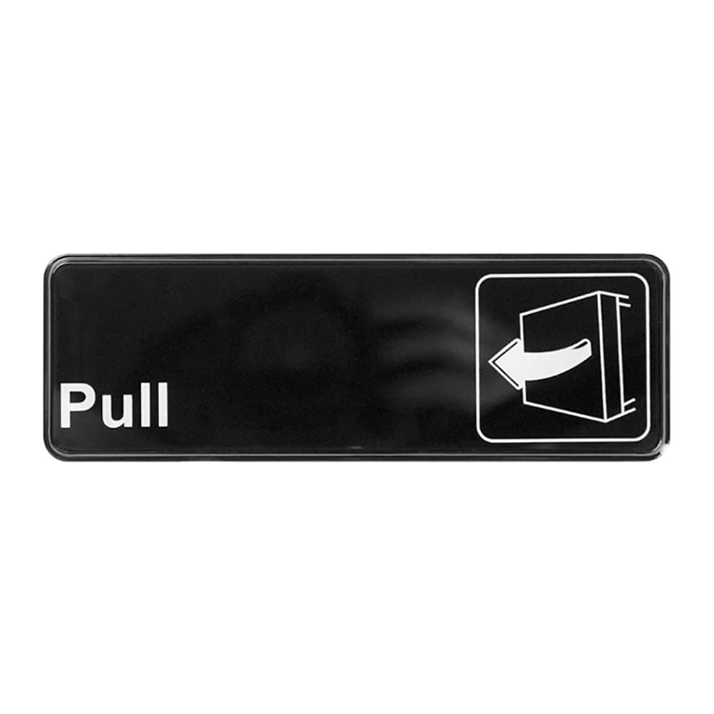 Winco SGN-302 Information PULL Sign w/ Symbol, 3" x 9", Black