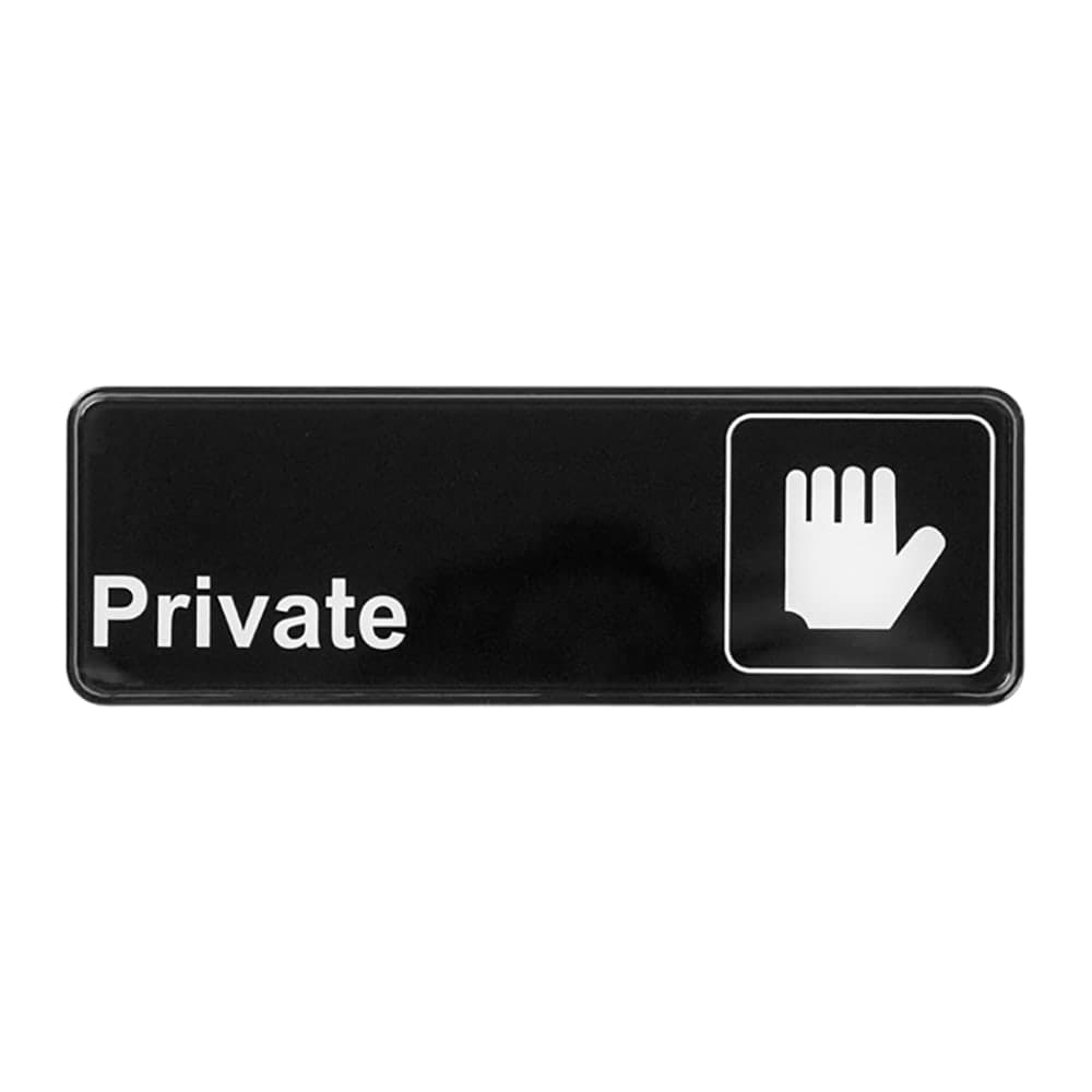 Winco SGN-304 PRIVATE Sign w/ Symbol, 3" x 9", Black