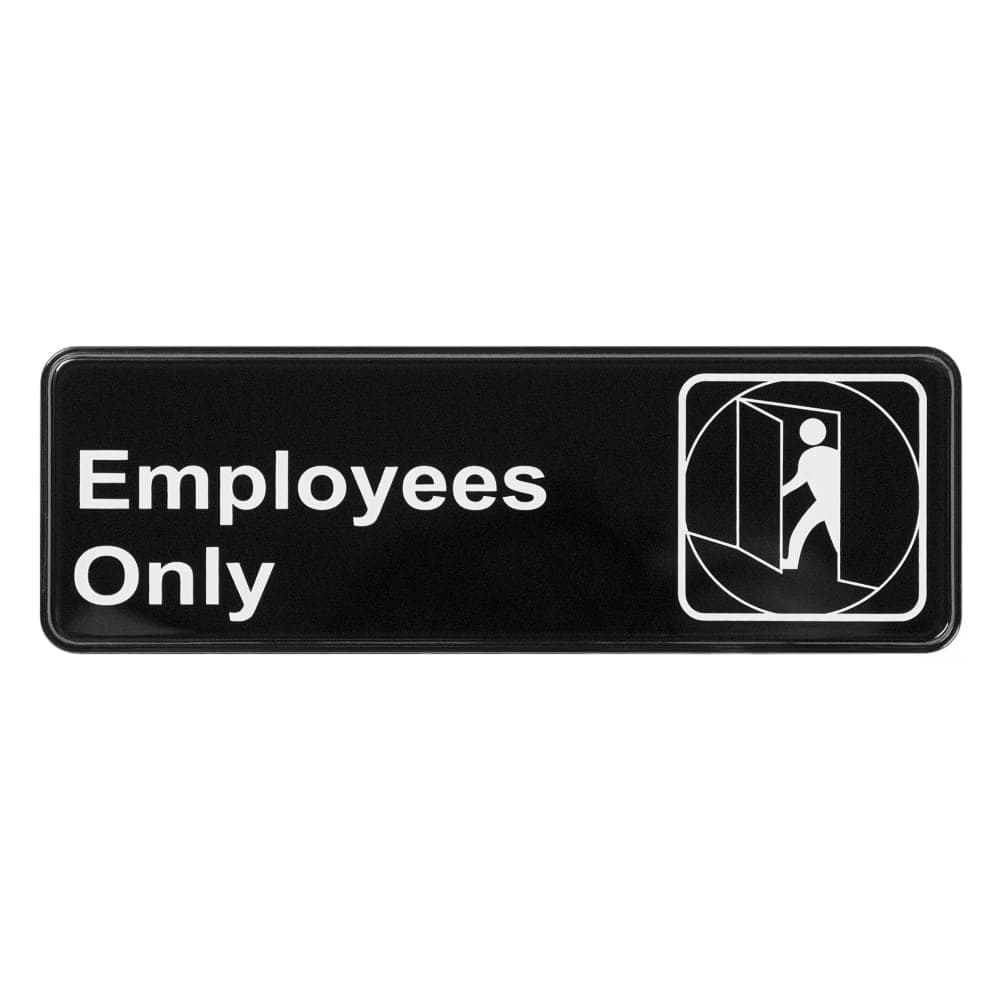 Winco SGN-305 Employees Only Sign w/ Symbol - 3" x 9", Black