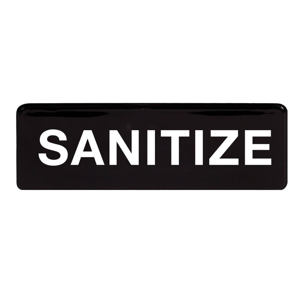 Winco SGN-329 Sanitize Sign - 3" x 9", Black