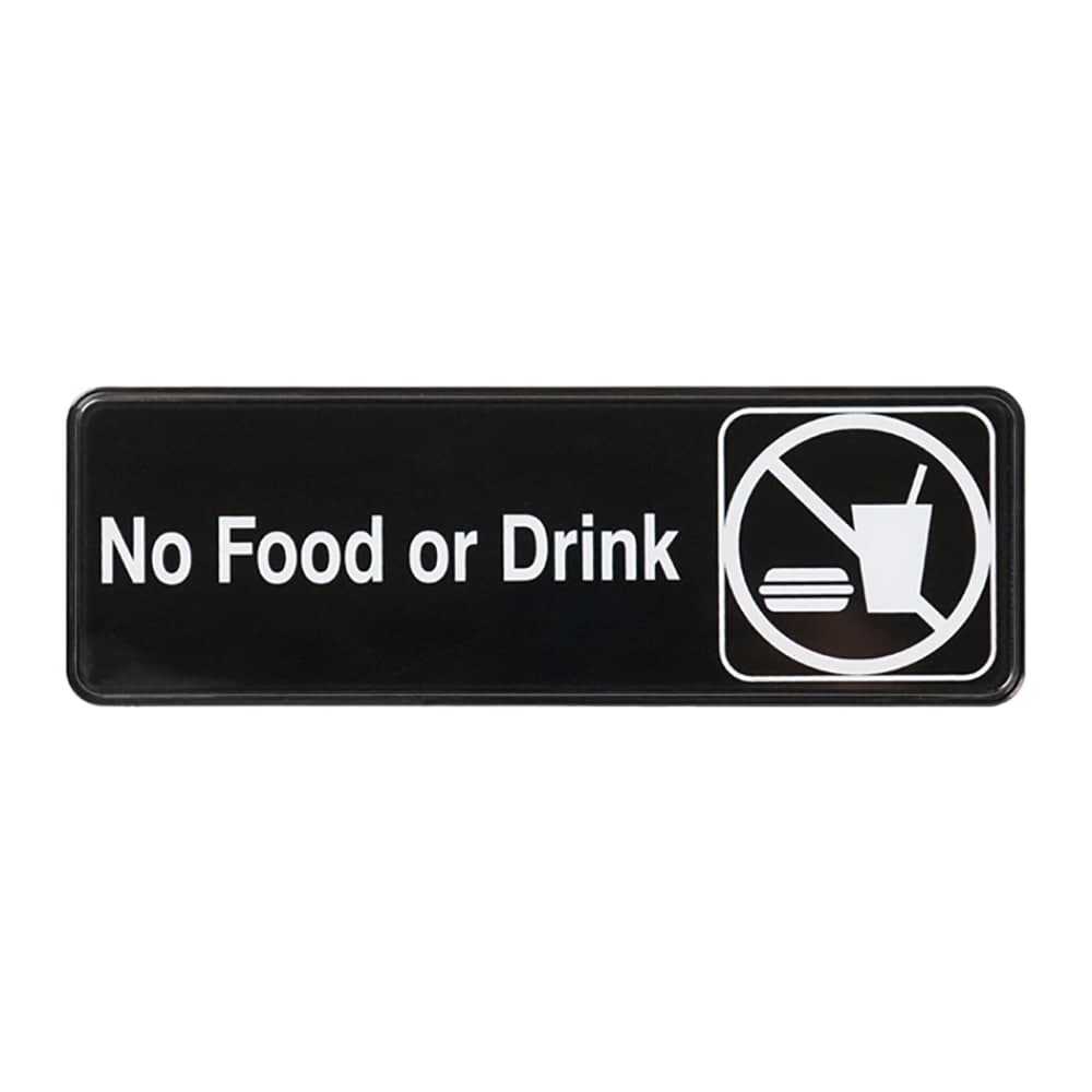 Winco SGN-333 No Food or Drink Sign - 3" x 9", Black