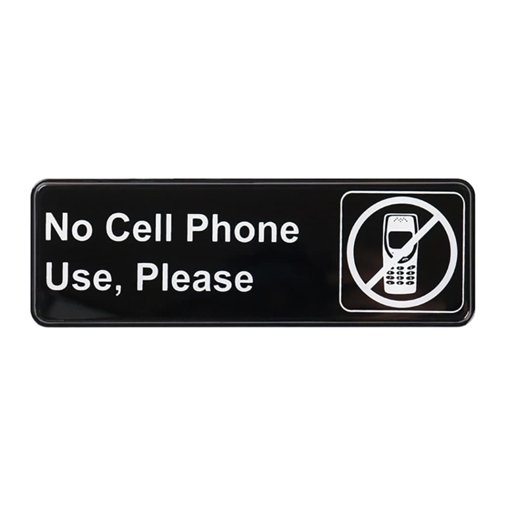 Winco SGN-334 No Cell Phone Use Sign - 3" X 9" Black