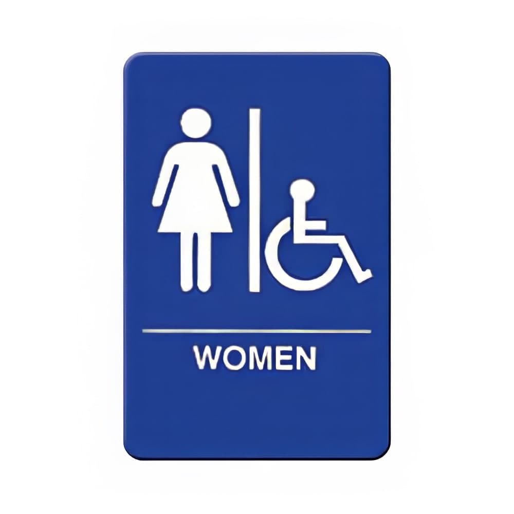 Winco SGNB-651B Women/Accessible Sign, Braille - 6" x 9", Blue