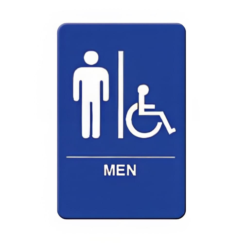 Winco SGNB-652B Men/Accessible Sign, Braille - 6" x 9", Blue