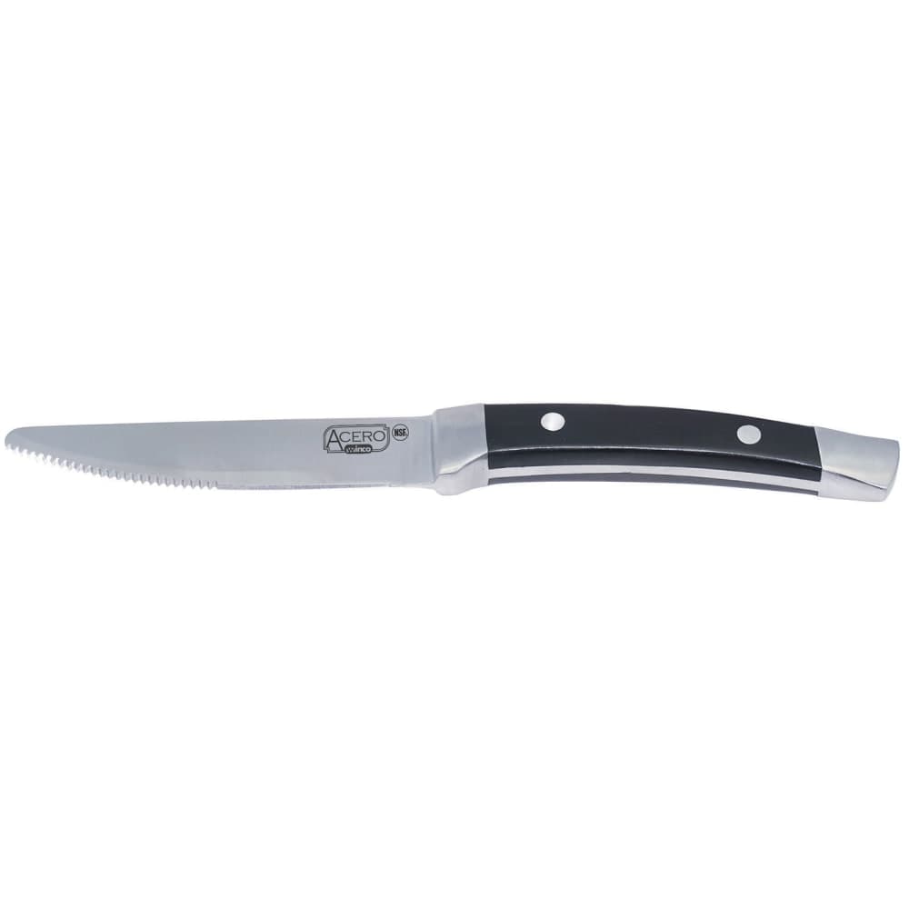 Winco SK-22 5" Steak Knife w/ Black Plastic Handle, Stainless Steel