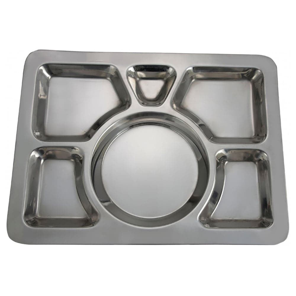 Winco SMT-1 Stainless Rectangular Tray w/ (6) Compartments, 15 1/2" x 11 1/2"