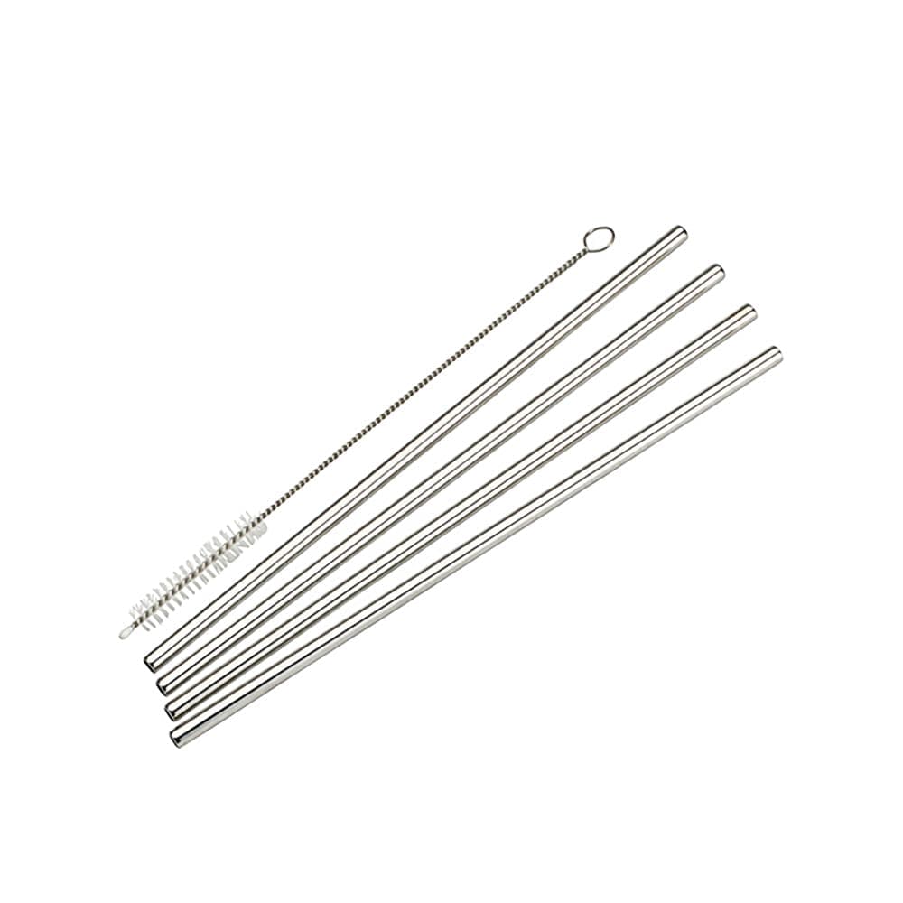 Winco SSTW-8S 8 1/2" Straight Metal Straw - Stainless Steel, Silver