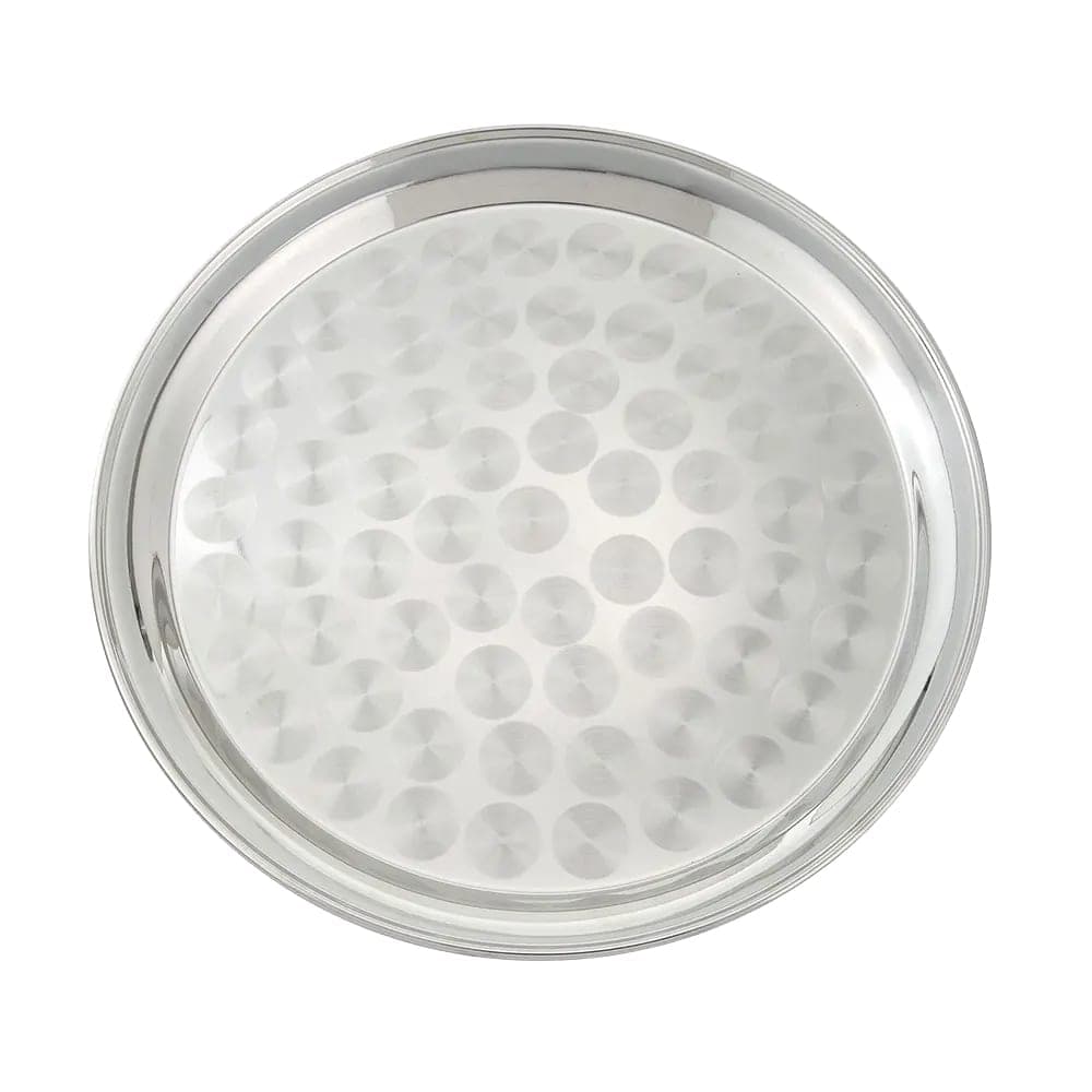 Winco STRS-12 12" Round Swirl Service Tray, Stainless