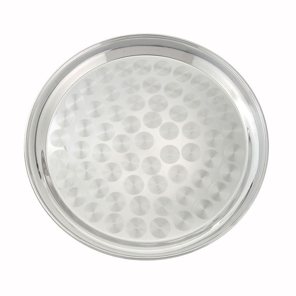 Winco STRS-14 14" Round Swirl Service Tray, Stainless