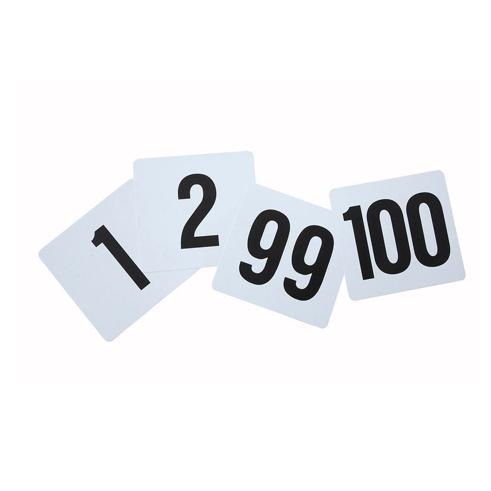 Winco TBN-100 Tabletop Number Cards - #1 100, 4" x 3 3/4", White/Black