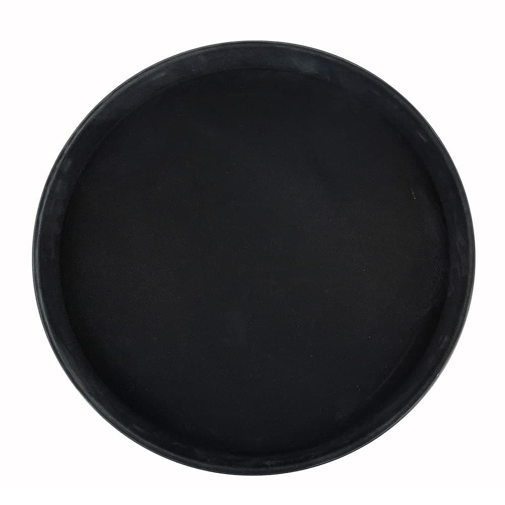 Winco TFG-14K 14" Round Serving Tray - Fiberglass, Black