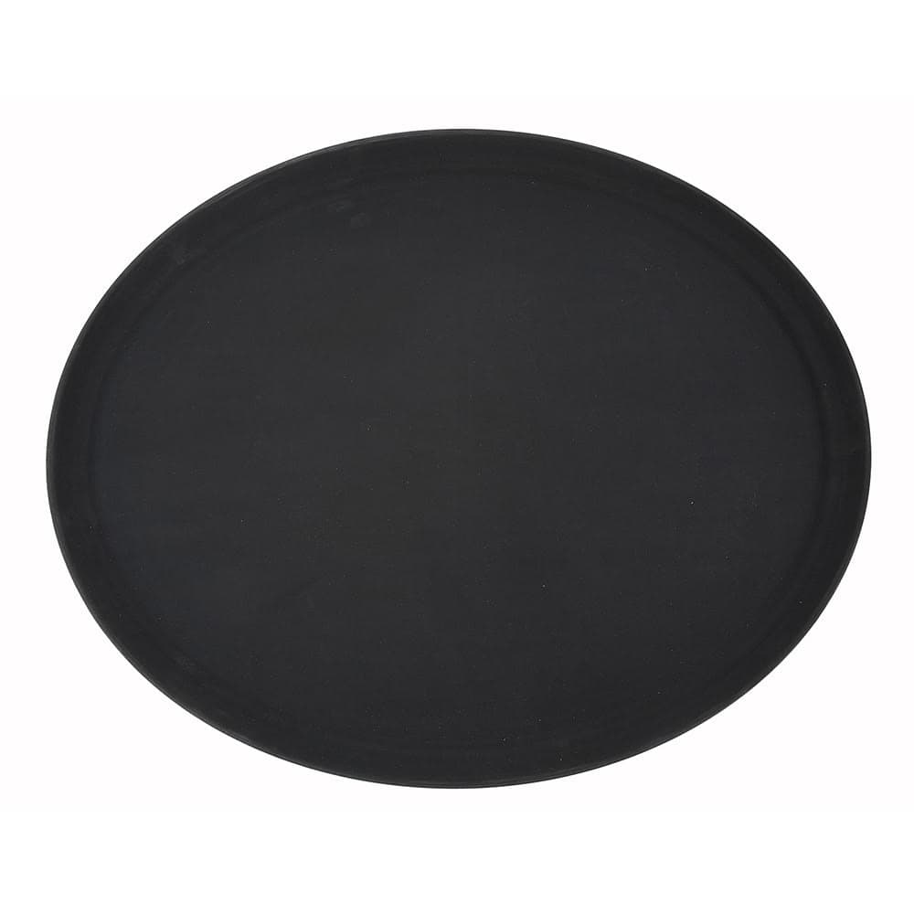 Winco TFG-2622K Oval Serving Tray - 26" x 22", Fiberglass, Black