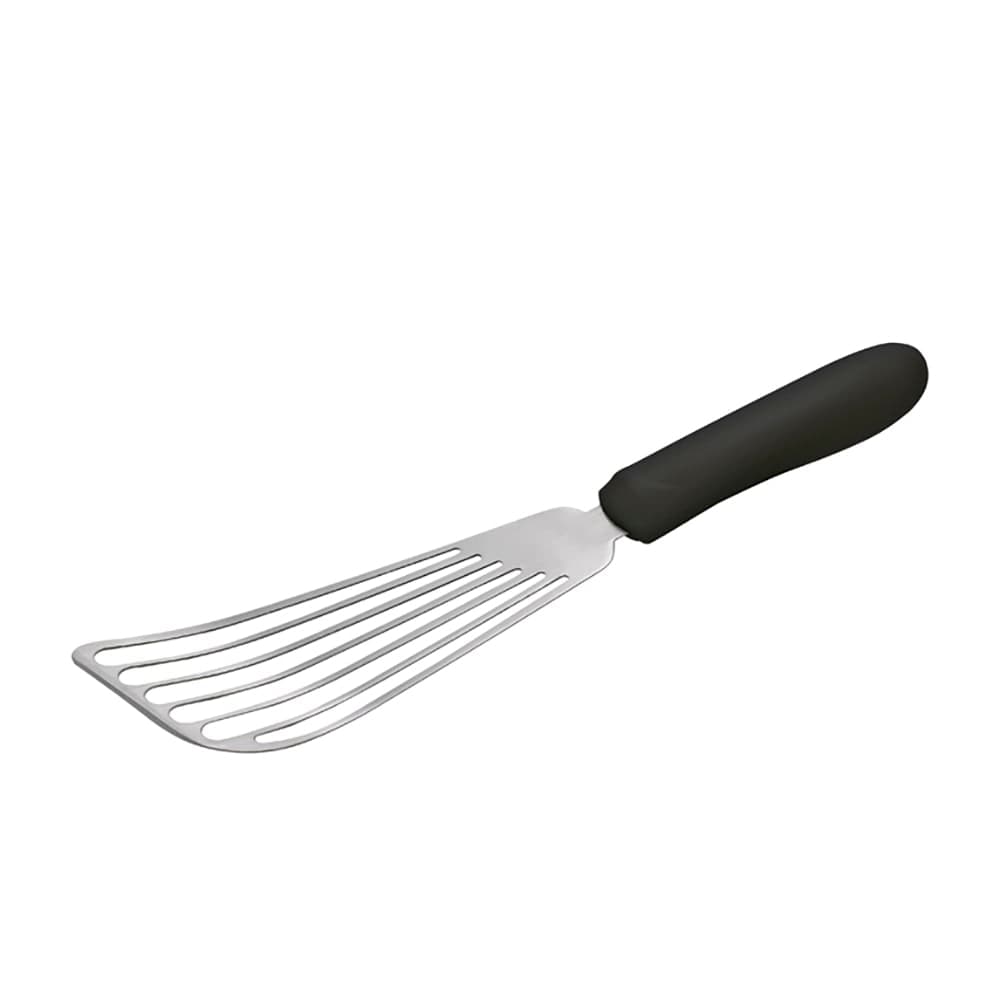 Winco TKP-60 6 3/4" Slotted Fish Spatula w/ Black Polypropylene Handle, Stainless Steel