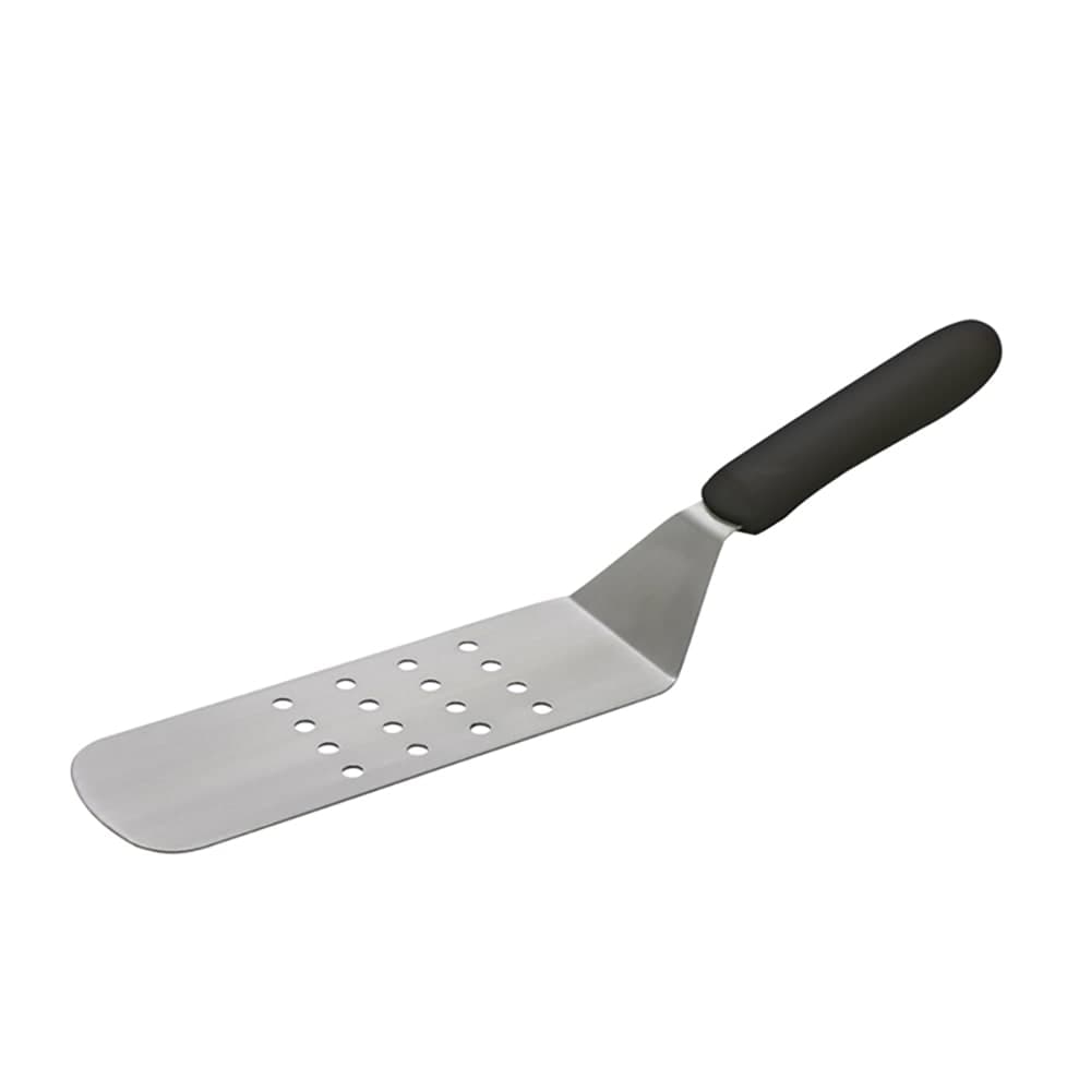 Winco TKP-91 8 1/4" Perforated Offset Turner w/ Black Plastic Handle, Stainless Steel