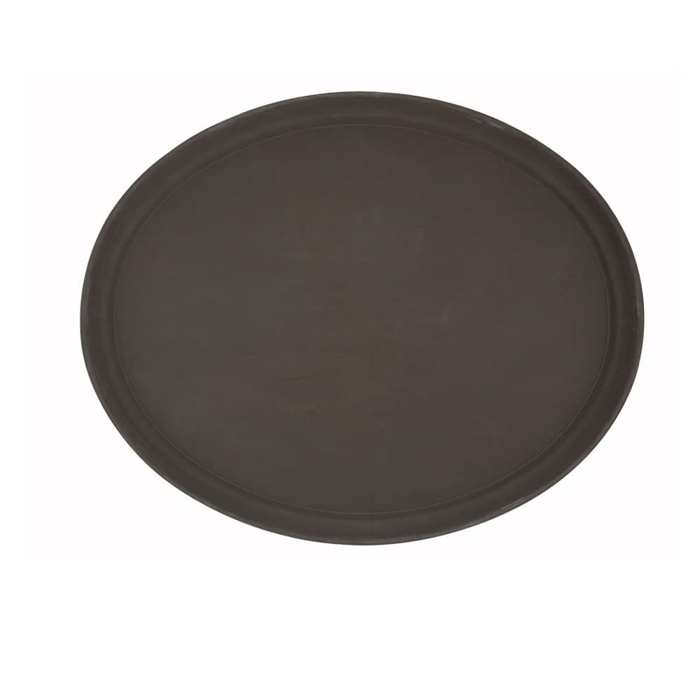 Winco TRH-2722 Oval Serving Tray - 22" x 27", Plastic, Brown