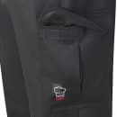 Winco UNF-11KL Cargo Chef's Pants w/ Elastic Waist & Drawstring - Poly/Cotton, Black, Large thumbnail 2