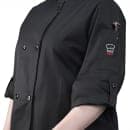 Winco UNF-12KM Signature Chef's Jacket w/ Long Sleeves - Poly/Cotton, Black, Medium thumbnail 3