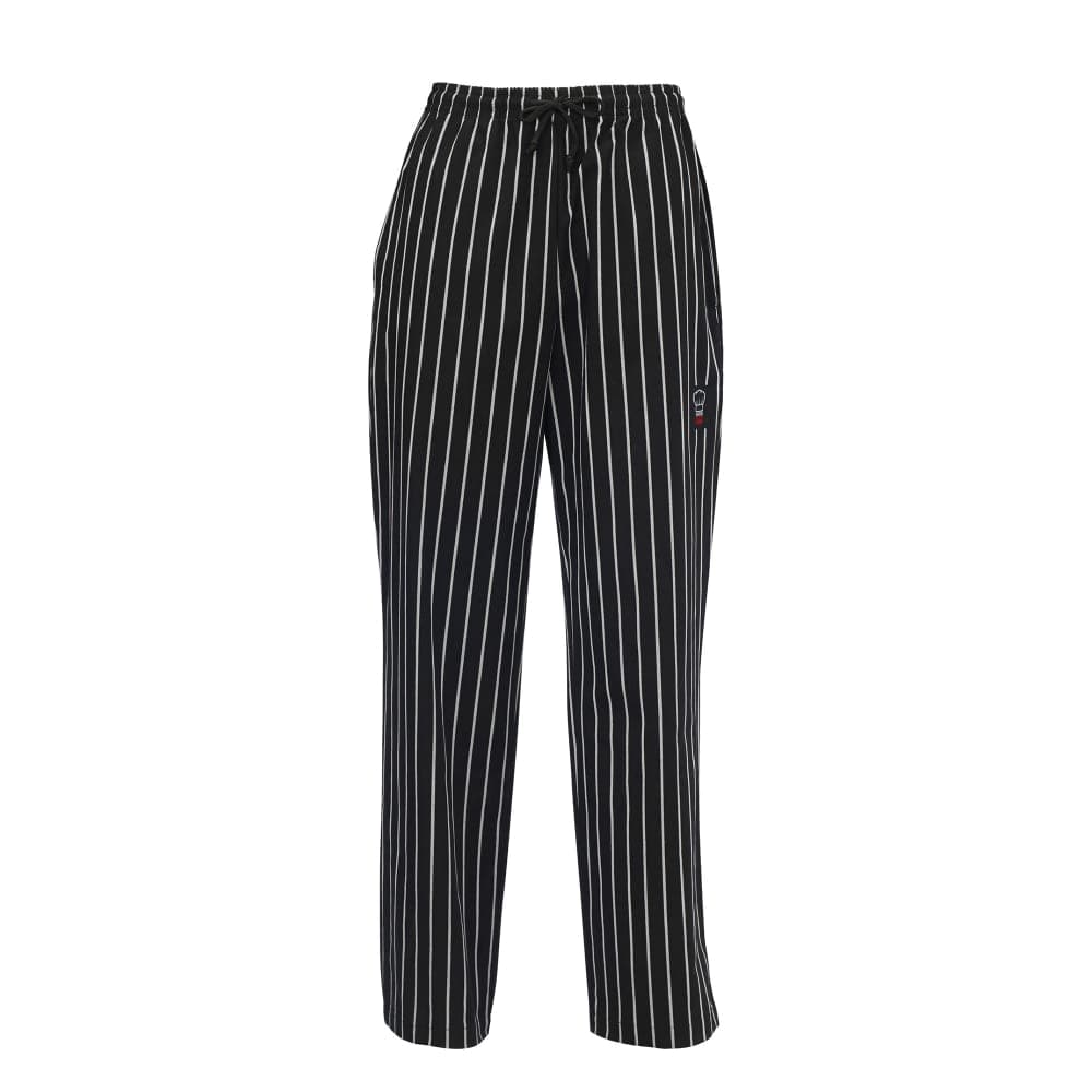 Winco UNF-3CS Poly Cotton Chef Pants, Small, Chalk Stripe