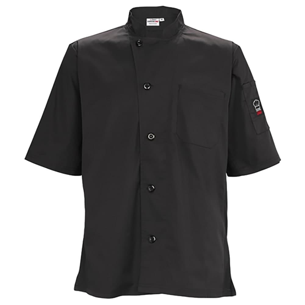 Winco UNF-9KXL Broadway Ventilated Chef's Shirt w/ Short Sleeves - Poly/Cotton, Black, X-Large
