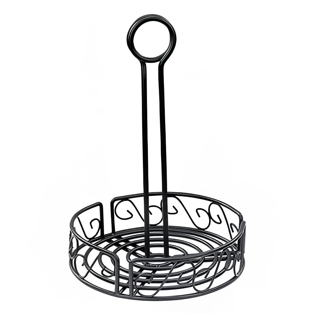 Winco WBKH-6R Round Condiment Caddy - Wire, Black