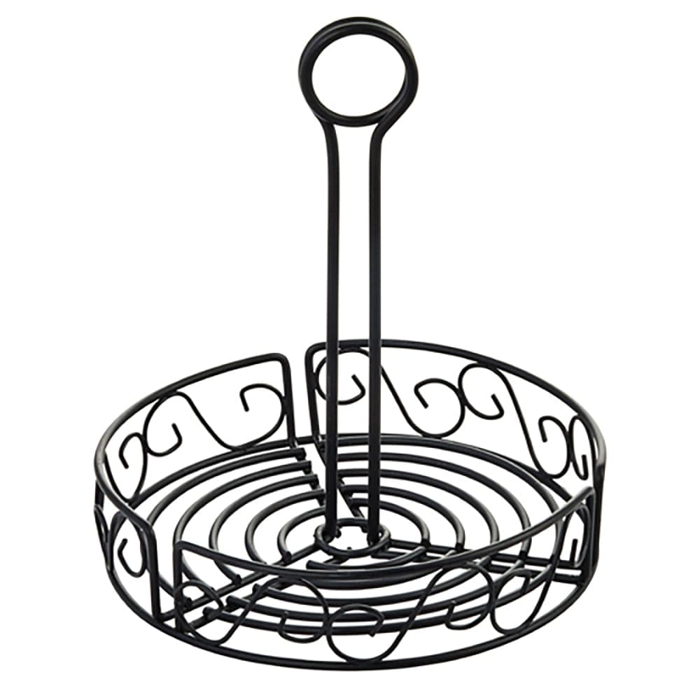 Winco WBKH-7R Round Condiment Caddy - Wire, Black
