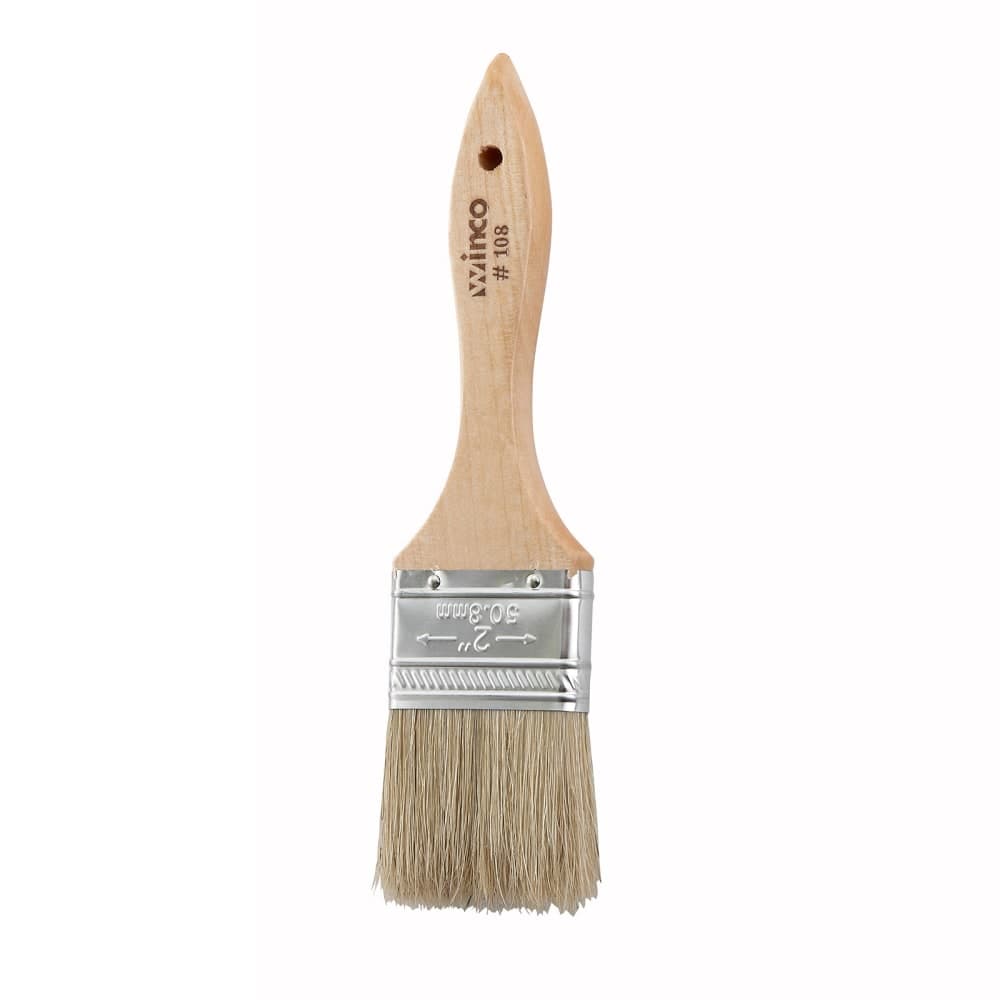 Winco WBR-20 2" Flat Pastry Brush w/ Boar Bristles & Wooden Handle