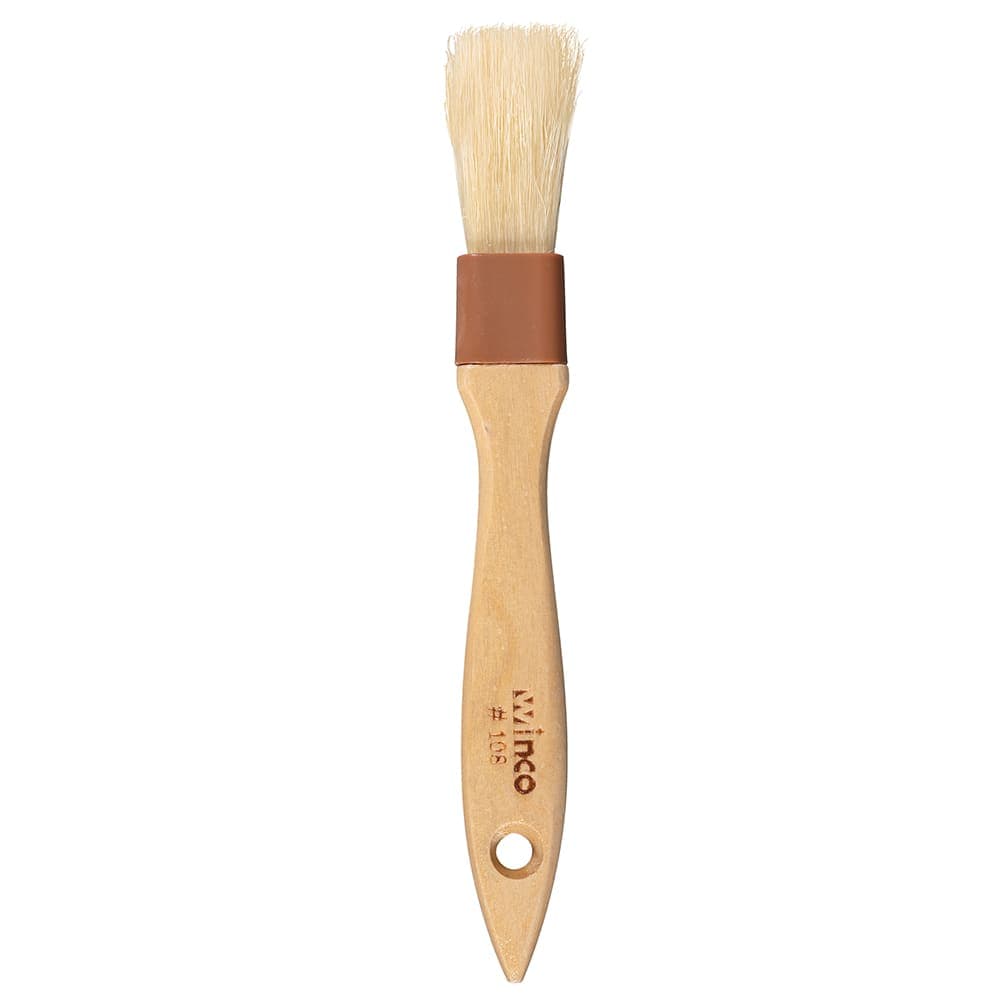 Winco WFB-10 Flat Pastry Basting Brush, 1" Wide w/ Flat Boar Bristles & Wooden Handle
