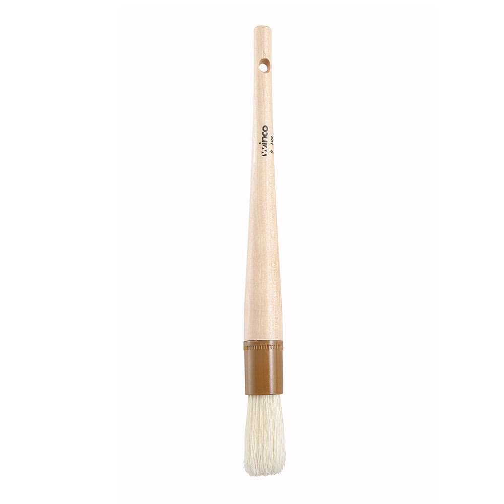 Winco WFB-10R Flat Pastry Basting Brush, 1" Wide w/ Round Boar Bristles & Wooden Handle
