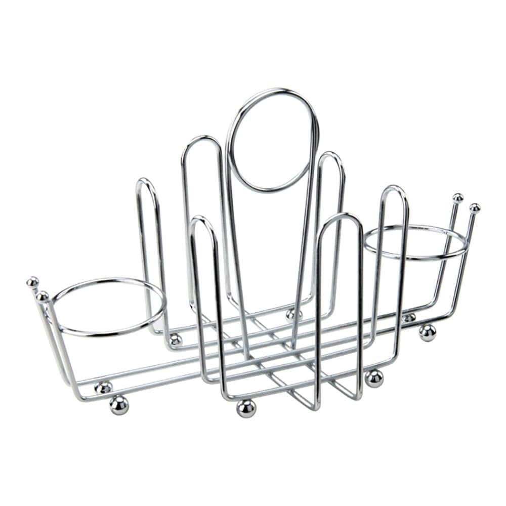 Winco WH-1 4 Compartment Rectangular Condiment Caddy - Chrome Plated Wire