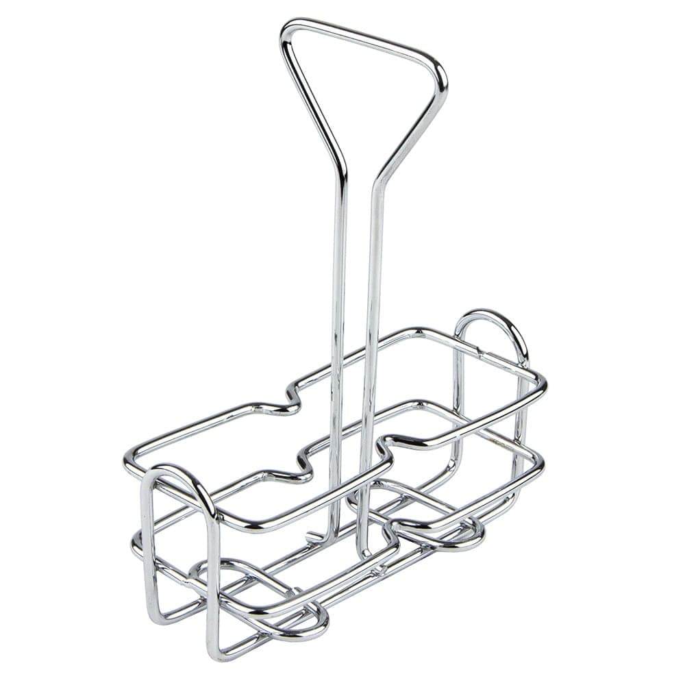 Winco WH-3 2 Compartment Rectangular Condiment Caddy - Chrome Plated Wire